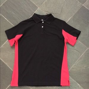 3/$12 Color block red and black pique short sleeve polo shirt NEW
